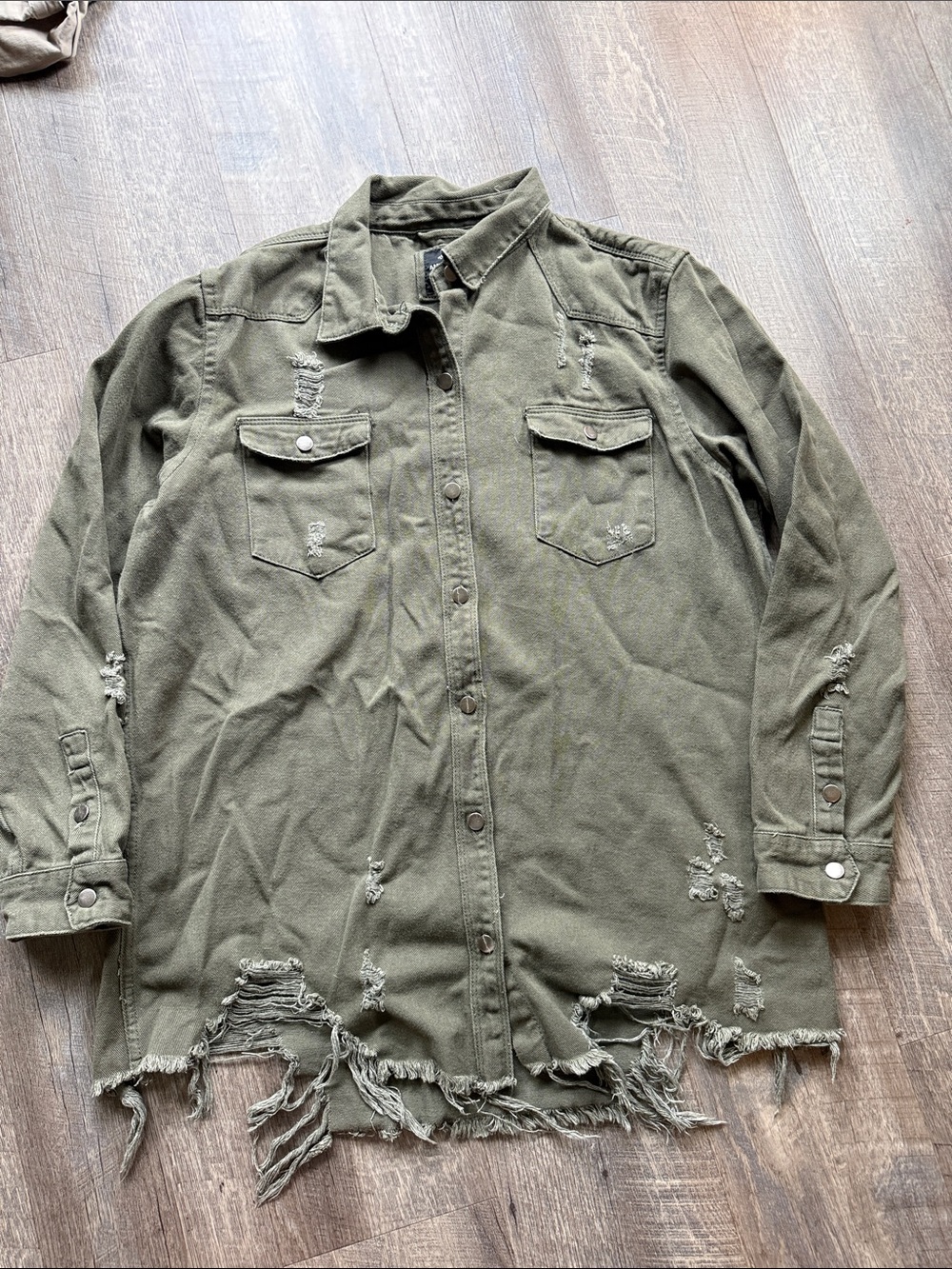Distressed Olive Green Utility Jacket